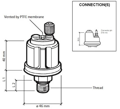 VDO Pressure sender 0-10 Bar - 1/8-27 NPTF